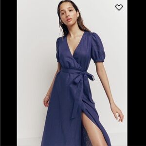 Reformation Blue Linen Dress